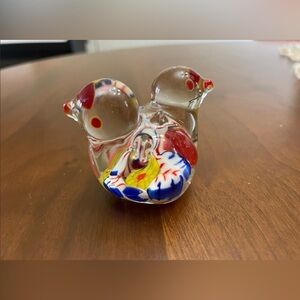 Millefiori Glass Paperweight Love Birds